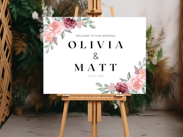 Wedding Welcome Signs - Pink Floral